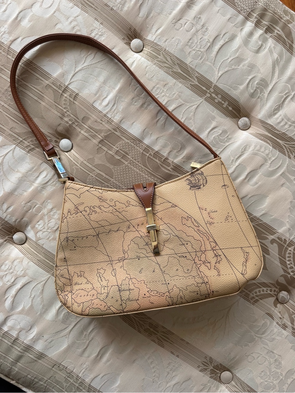 Map-Print Shoulder Bag